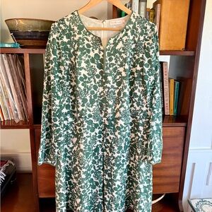 Tory Burch Green and White Silk Dress